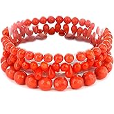 West Coast Jewelry Women's Dyed Orange Coral Beaded and Multi-faceted Bracelets (Set of 3)