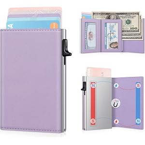 Ruiici Small Wallet Women RFID Blocking Slim Card Wallet - Compact Credit Card Holder for 9-12 Cards with Cash Slot & Clear I