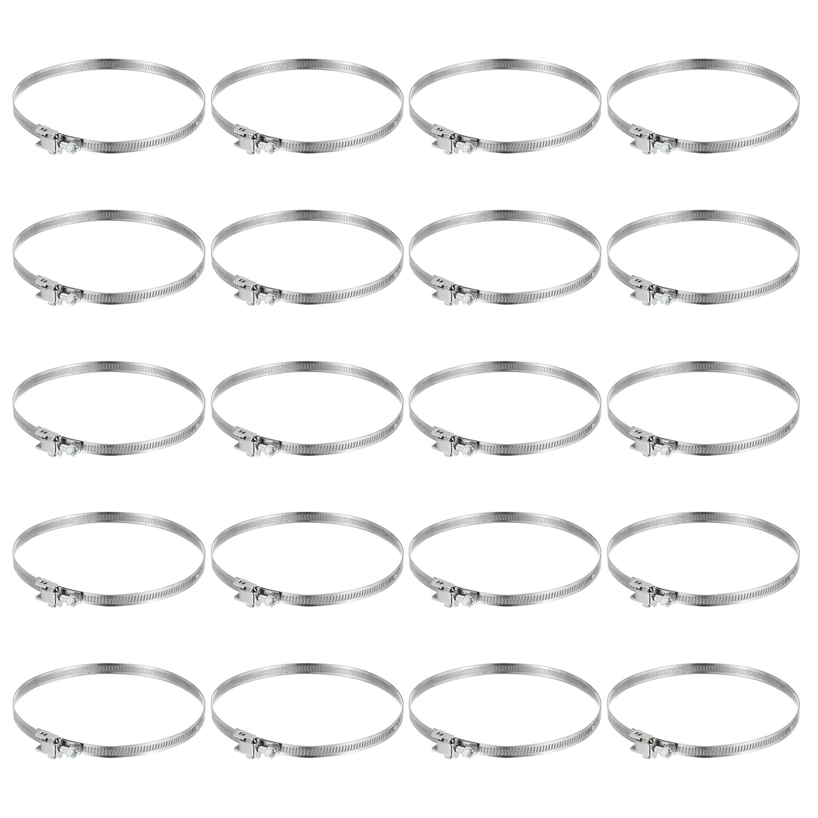 PATIKIL 5 Inch Adjustable Pipe Hose Clamp, 20 Pack Stainless Steel Air Ducting Clamp Worm Gear Drive Hose Clamps Pipe Clamp for Ventilation Duct (50mm-135mm)