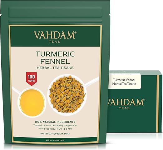 Vahdam Foglia Di Te Alle Erbe Curcuma Al Finocchio 100 Tazze 200g Miscela Di Te