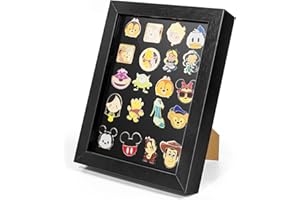 COLLECTHALL 7x9 Enamel Pin Display Frame, Pin Collection Shadow Box, Desktop and Wall Display, Pin Display Case, Black
