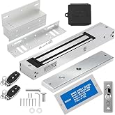 FERUERW Access Control Outswinging 600lb Electromagnetic Door Lock | Access Control Kit System with Two Remote Control, Built-in Alert Tone, with Z and L Bracket (Not Adsorbed Correctly)