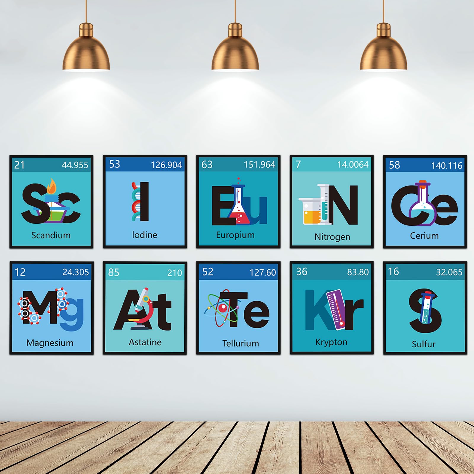 Photo 1 of 10 Pcs Science Classroom Decoration Banner and Poster for Teachers Scientist Bulletin Board Set Science Posters Lab Cutout for Elementary Middle Preschool Office Supplies(Blue)