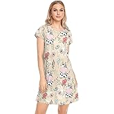vvfelixl Women's Nightgown Sleepwear Cows Flowers Short Sleeves Pajama Sleepdress Nightgowns & Sleepshirts for Women XL