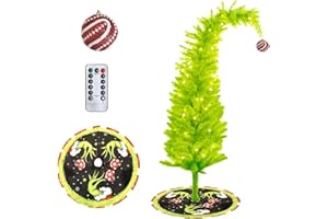Haeteir Whimsical Artificial Christmas Tree 6FT with 150 LED Timer Lights, Bendable Lime Green Christmas Tree with Timer Remote for Christmas Decorations Indoor/Outdoor or Porch Decor.