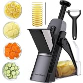 Safe Mandoline Slicer for Kitchen, Professional Vegetable Potato Slicer | 0.1-8 mm Adjustable Thickness, Food Chopper French Fry Cutte, Mandolin, Chopping Artifact Fast Veggie (just Slice, Black)