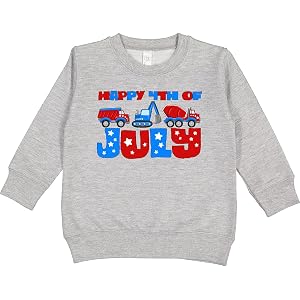 inktastic Happy Fourth Of July Construction Vehicles and Toddler Sweatshirt