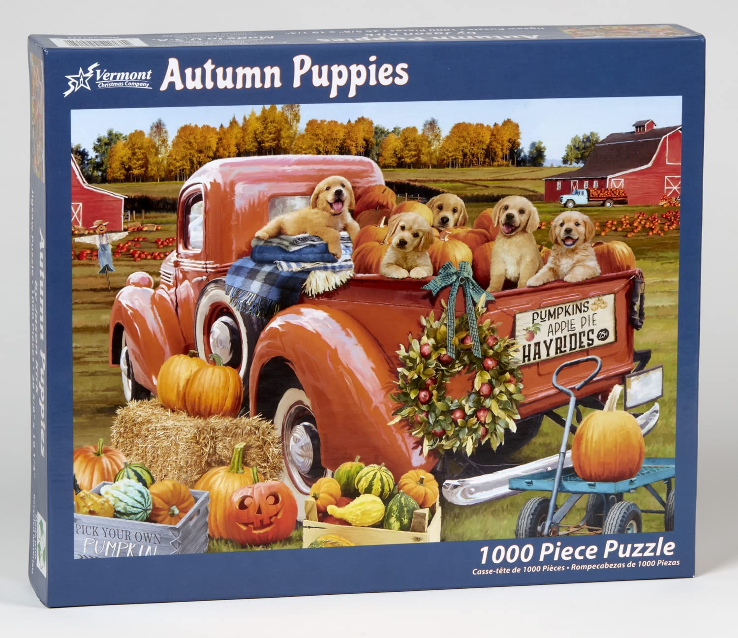 Vermont Christmas Company Autumn Puppies Jigsaw Puzzle 1000 Piece by
