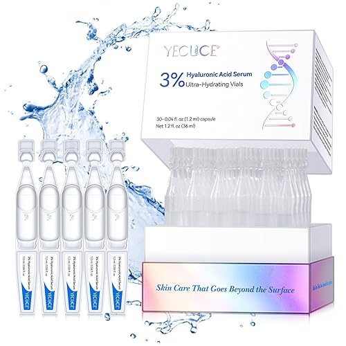 3% Hyaluronic Acid Serum Ultra Multi-Depth Hydrating Serum for Face,Pre-makeup SkinCare,Smoother&Plumper Skin,Anti Wrinkle Single-Use Skincare for Dry&Sensitive Skin(1.2 ml)*30