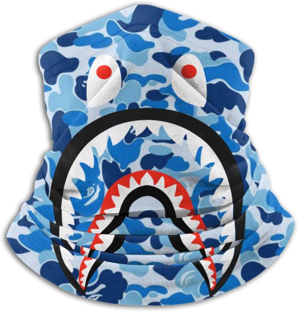 Bape Camo Blood Shark Microfiber Neck Warmer,Sports Face Guards,Windproof Dust Proof Mouth Face Mask Magic Scarf Balaclava