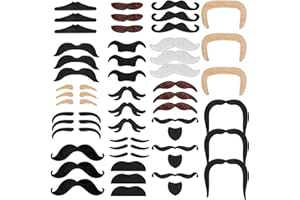 48 Pack Fake Moustache, Self-Adhesive Novelty Mustache for Masquerade Party Favor, Birthday Party,Costume and Performance