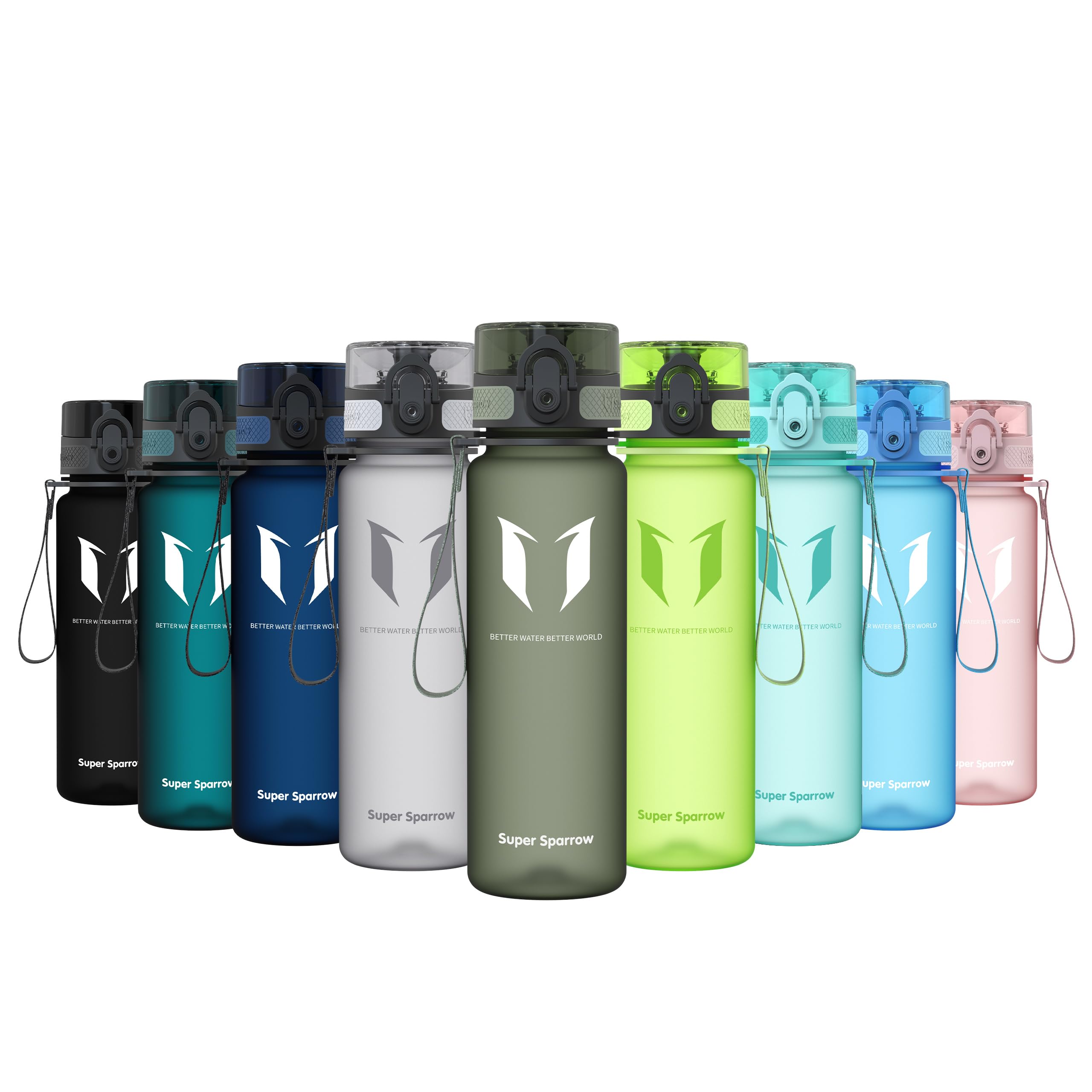 Super Sparrow Sports Water Bottle - 500ml - Non-Toxic BPA Free & Eco-Friendly Tritan Co-Polyester Plastic - For Running, Gym, Yoga, Outdoors and Camping