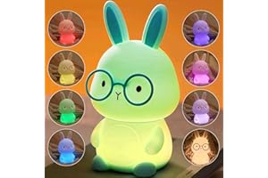 FAMIDUO Bunny Night Light, Rabbit Lamp for Kids, Rechargeable LED Nightlight for Easter Gift,Silicone Bedside Lamp with Touch Color Changing,3 Levels Dimmable/Timmer Nursery Bedroom Light,Room Decor