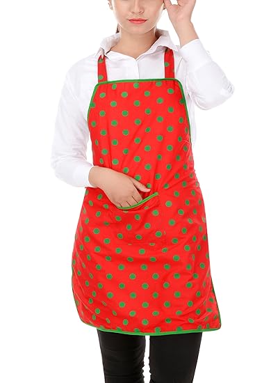 Switchon Waterproof Cotton Polka Dots Apron (30x23inch, Red)