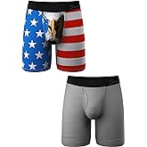 Shinesty Hammock Support Long Leg Boxer Briefs for Men | Underwear | 2 Pack