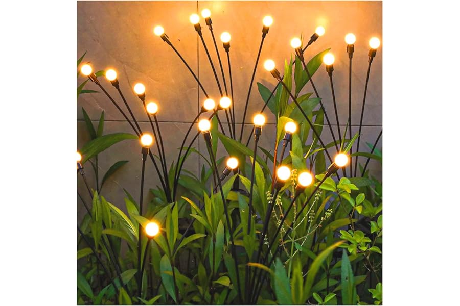 TONULAX Solar Garden Lights - Upgraded Solar Swaying Light, Sway by Wind, Outdoor Lights, Yard Patio Pathway Decoration, High Flexibility Iron Wire & Heavy Bulb Base, Warm White(2 Pack)