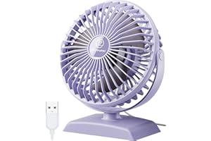 JZCreater USB Desk Fan, USB Fan Mini, 360 Rotation Desktop Fan with 3 Speed, Table Personal Cooling Fan, Quiet Mini Desk Fan, USB Powered, Small Fan for Home Office Bedroom Car Travel, Purple