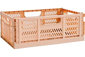 3 Sprouts Recycled Plastic Collapsible Crate - Stackable Folding Storage Bin for Home Organization, Eco-Friendly Milk Crate, 