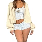 SOLY HUX Women's Button Down Fall Cropped Cardigan Sweater Drop Shoulder Long Sleeve Casual Outerwear