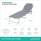 LIVIVO Folding Sun Lounger Grey Lightweight Garden Sun Bed 110kg view 9