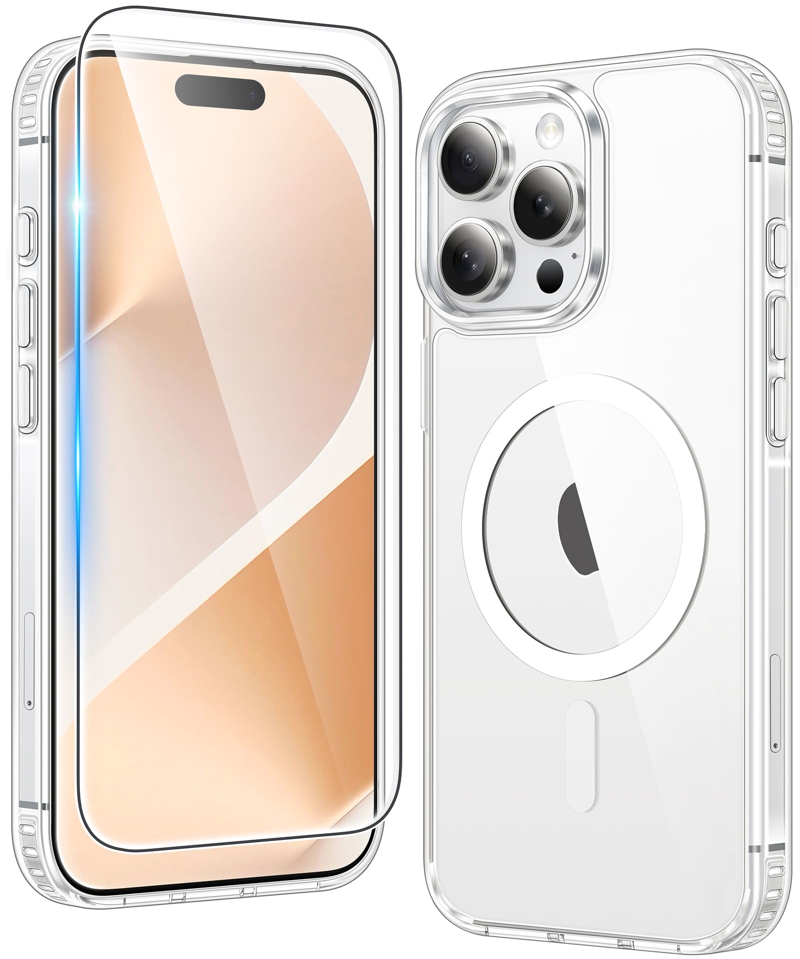 Photo 1 of FNTCASE for iPhone 15 Pro Case: Anti-Yellowing Clear Case - Strong Magnetic & Shockproof Military-Grade Drop Protective Transparent Phone Cover