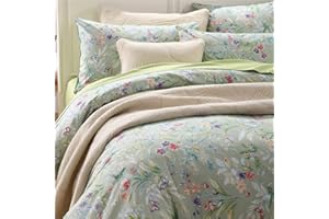 Brandream Duvet Cover Set Queen Size Wildflower Butterfly Bedding Super Soft 100% Egyptian Cotton 3 Pieces Modern Botanical Tree Branches Ornamental Drawing Green Blossom Garden 3Pcs Summer Bedding