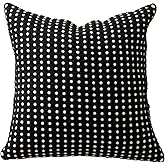 MOCOFO Black and White Throw Pillow Cover-Cotton Woven Pillowcase(18x18) (Black)