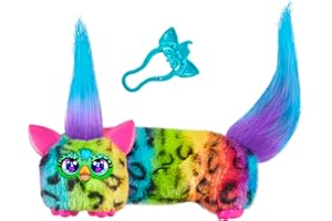 Furby DJ Furblets Rain-Bow-Kat Mini Electronic Plush Toy with Funny Stretchable Sound Effects & Music, Speaks Furbish, Multic
