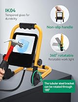 Aigostar 240V Work Light 30W 2700LM 6500K IP65 Floodlight with 5.9ft Cord view 4