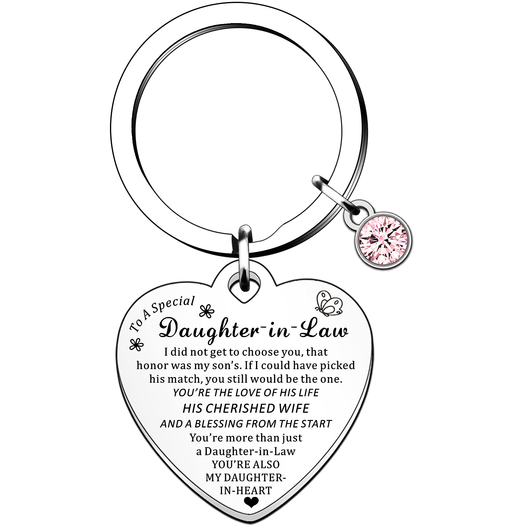 HULALA Daughter In Law Gifts For Birthday Christmas Wedding Day Lovely Daughter In Law Heart Keyring Keychain With Loving Words