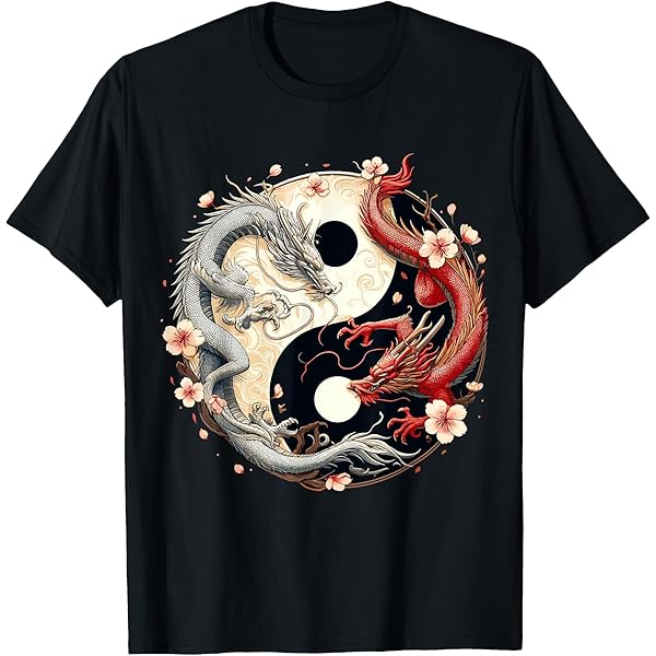 Amazon.com: two dragons facing off, dragon yingyang T-Shirt