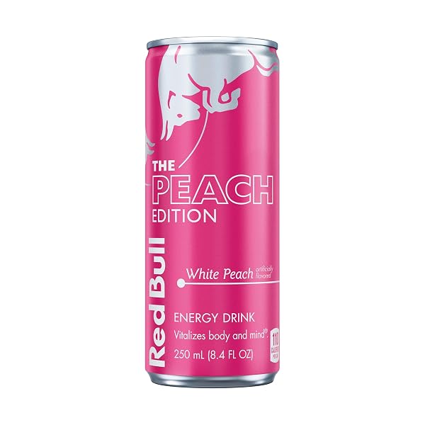 RED BULL PEACH EDITION ENERGY DRINK, WHITE PEACH, 8.4 FL.OZ. CAN, WITH 80MG CAFFEINE, TAURINE & B VITAMINS
