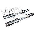 Dumbbell Handles with 2 Pairs of collars clips, Olympic Loadable Dumbbell Bars, 16 Inch Dumbbells Bars for Home Gym, Weightlifting, Strength Training, Bodybuilding, Fitness