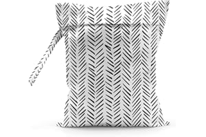 PYKFRHH Wet Bag Waterproof Reusable Wet Dry Bag for Beach, Travel, Pool, Gym Bag for Swimsuits, Wet Clothes, Cloth Diapers, Wet Bags for Baby, Black and White Woven Decor Modern Abstract Boho Art Print