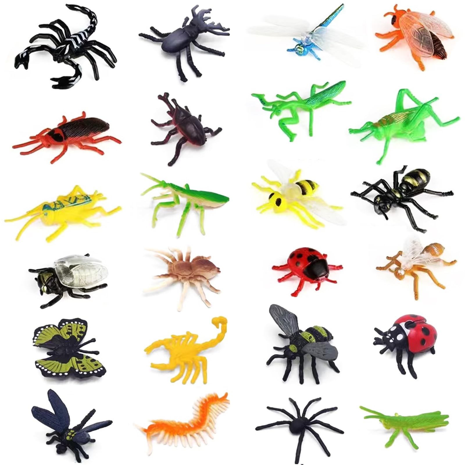 YOOHUA 24PCS Bug Toys Fake Plastic Bugs and Insects for Kids Toddler Halloween Birthday Party Favors Easter Valentines Basket Stuffers Goodie Bag Fillers April Fool's Day Prank Gifts Fake Bugs Toys