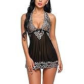 Avidlove Women V-Neck Lingerie Lace Babydoll Mesh Chemise Nightwear Outfits S-4XL