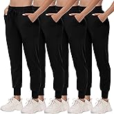 4 Pack Joggers for Women - Sweatpants with Pockets Lightweight Comfy Yoga Pants for Workout Travel Lounge