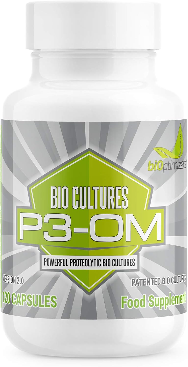 BiOptimizers P3-OM Proteolytic Prebiotics & Probiotics Supplement, Uncoloured, 120 count (Pack of 1)