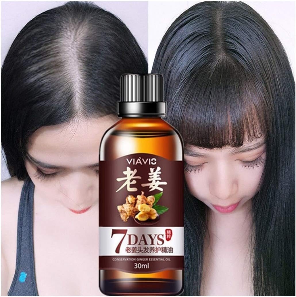 Jeeke Fast Hair Growth Dense Regrowth Ginger Serum Oil Anti Loss Treatment Essence Bin Natural Thickening and Smoothing of Hair for Women and Men