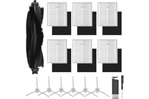 VIEWALL L60 Accessories Kit Replacement Compatible with Eufy L60 / L60 SES / L50 / L50 SES Robot Vacuum, Accessories Kit 6 Side Brushes, 6 Filters, 1 Roller Brush, 1 Screwdriver, 1 Cleaning tool, 15 pack