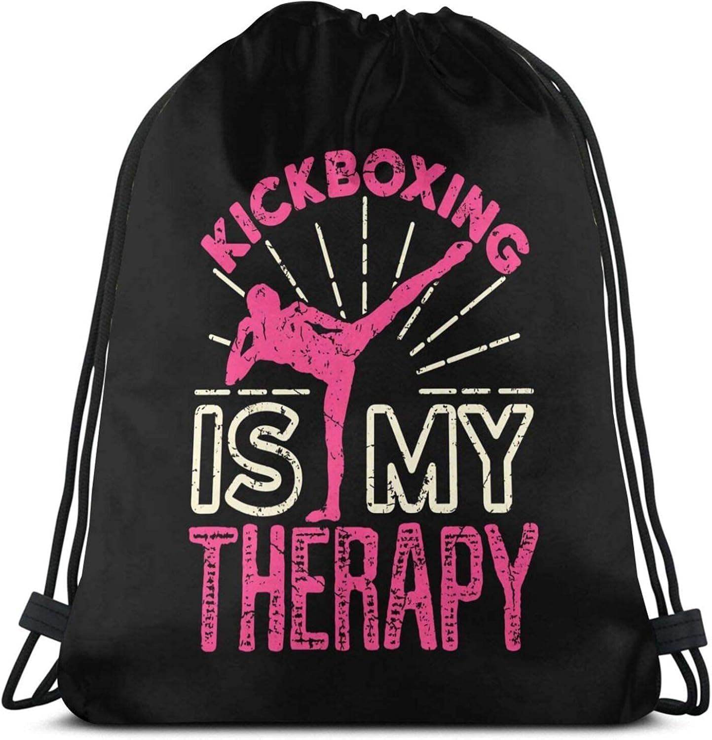 Drawstring backpack sports bag Kickboxing Is My Therapy Men and women