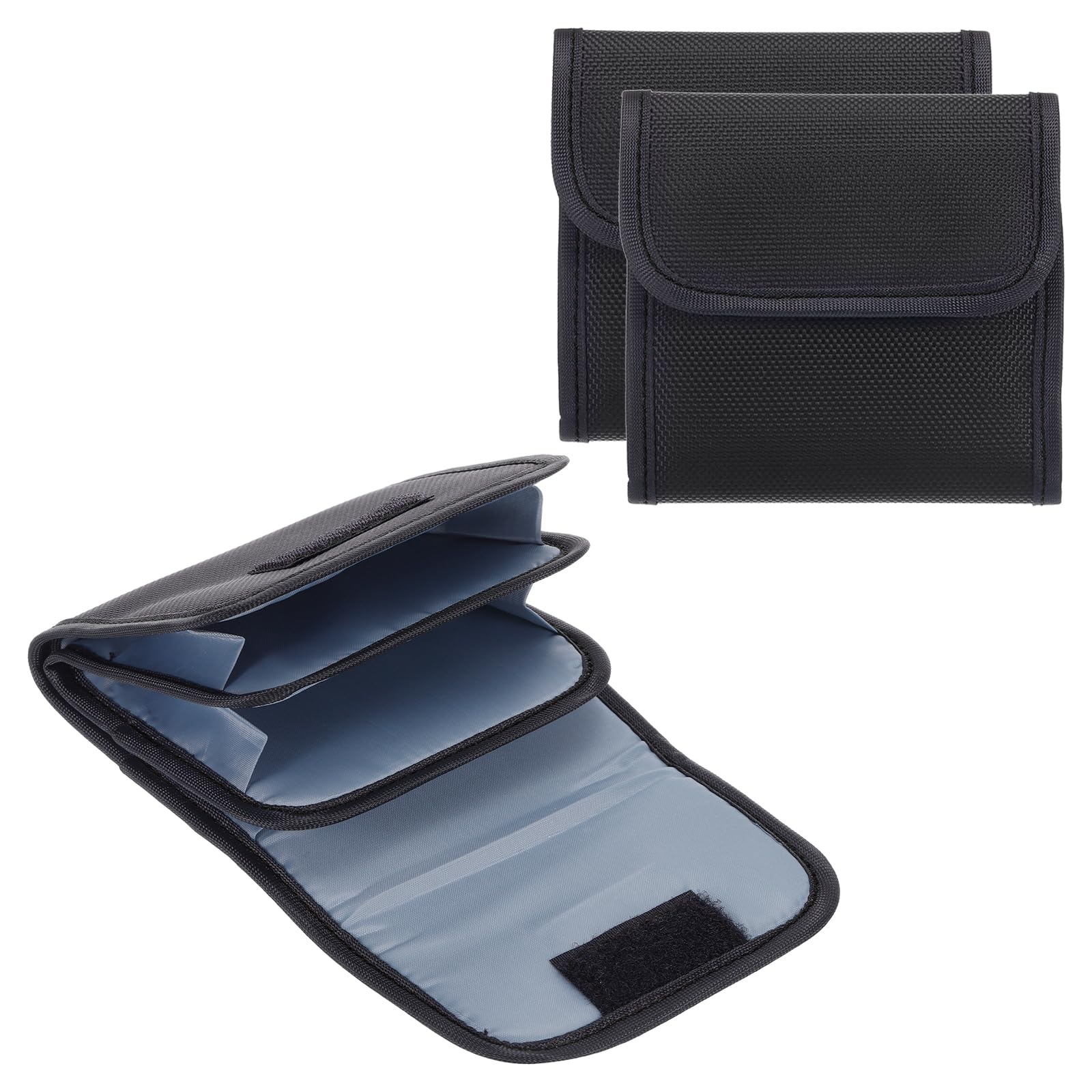 PATIKIL 2 Pcs Lens Filter Case, 3-Pocket Portable Camera Filter Pouch with Belt Loop, Black