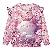 XXQGOMG Casual Round Neck Sweatshirt for Toddler Girls 3-8 Loose Comfortable Fall Winter Sports Tops with Ruffle Sleeves