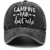 Waldeal Embroidered Camping Hair Don't Care Hat Adjustable Washed Baseball Cap for Women Men