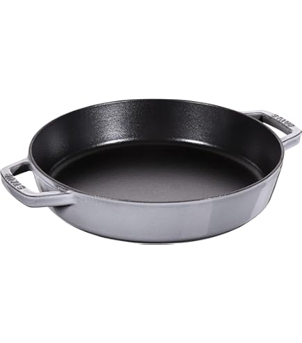 Amazon.com: Staub Cast Iron 13-inch Double Handle Fry Pan - Cherry