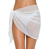 Lecieldusoir Women's Sarong Mesh Cover Ups Skirt Short Swim Coverups Skirt Sheer Bathing Suits Sarong Wraps for Swimwear