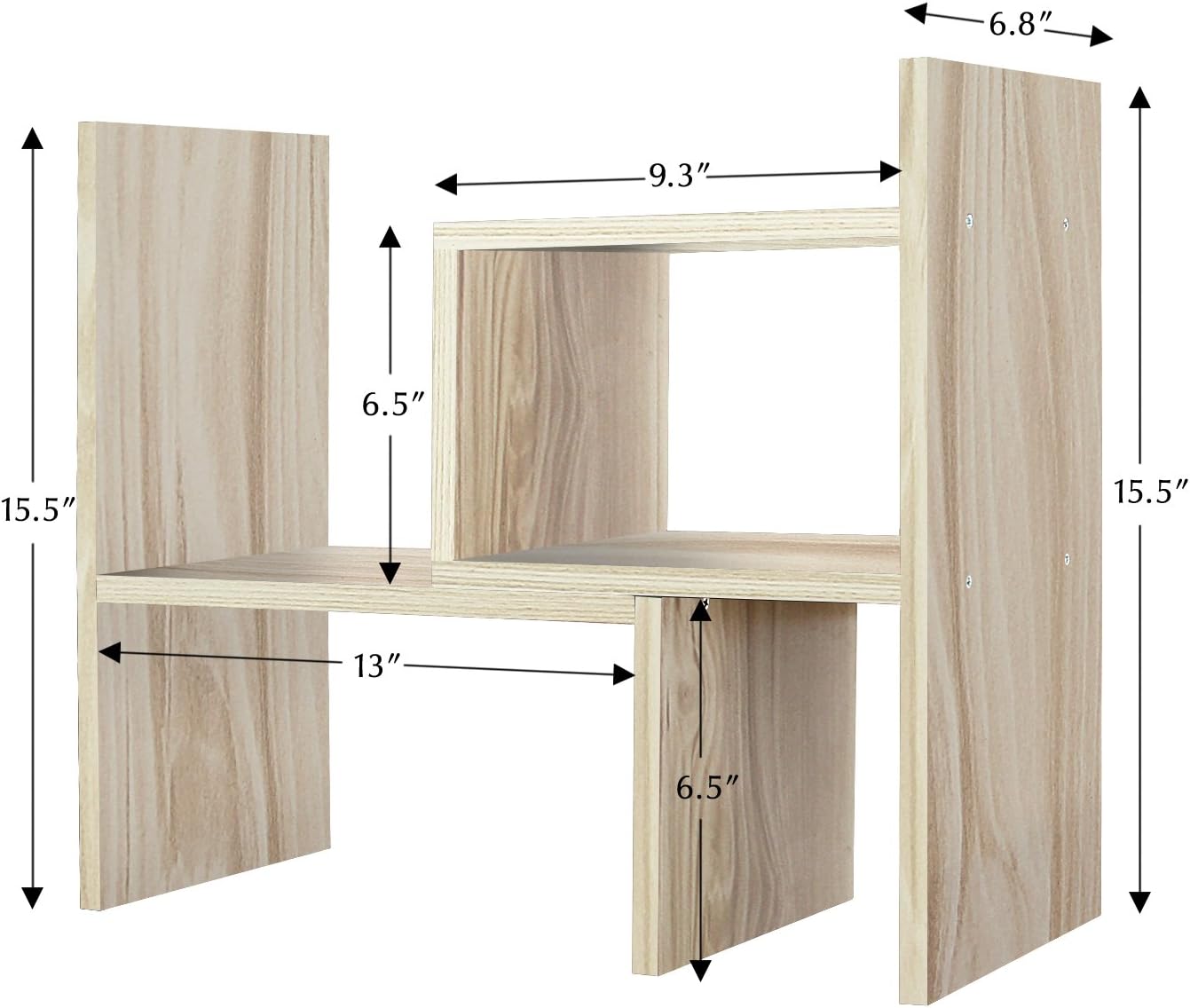 Jerry & Maggie - Desktop Organizer Office Storage Rack Adjustable Wood Display Shelf | Birthday Gifts - Toy - Home Decor | - Free Style Rotation Display - True Natural Stand Shelf White Wood Tone : Office Products