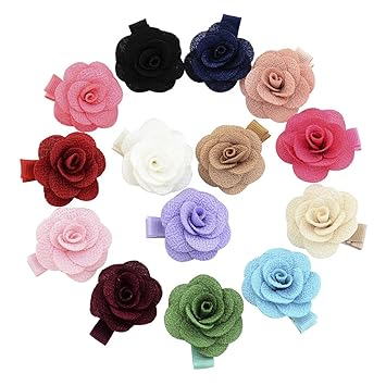 Miaoo 14pcs Flowers Rhinestones Pearls Kids Hair Bows Clips For