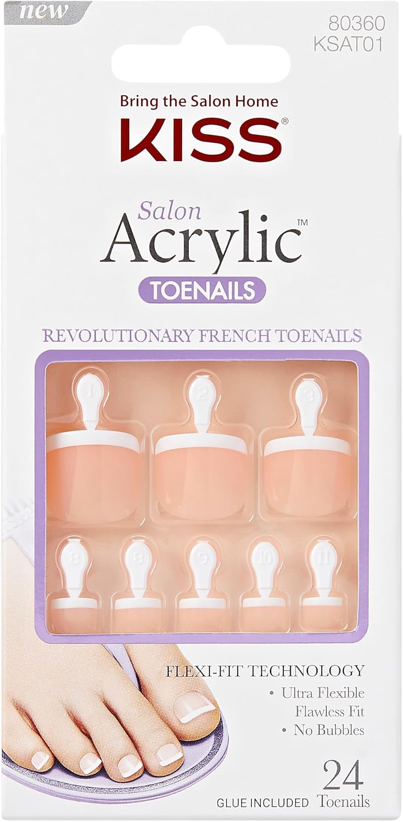 KISS Salon Acrylic FN Toenail Walk Away 24 Count Brand Kiss New York