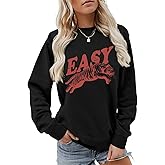 Semisun Easy Tiger Women's Sweatshirts Tiger Print Graphic Casual Funny Crewneck Long Sleeve Pullover Tops The Best Gifts